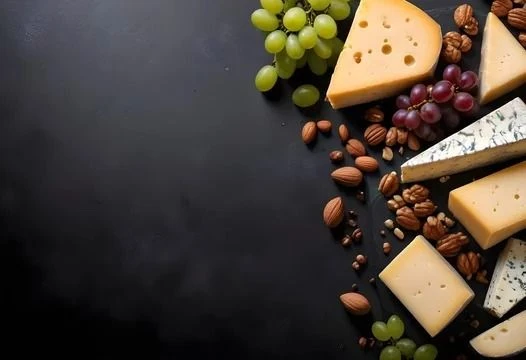 Tabla de quesos, uvas y frutos secos de Ahumados Villacon